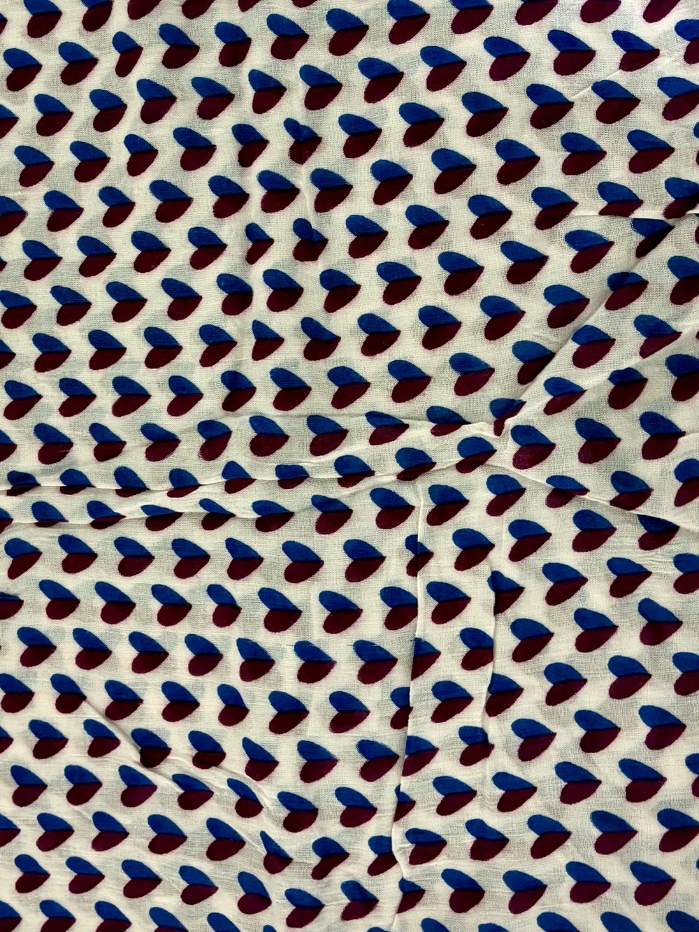 J. Crew Heart Print Scarf in Blue and Purple